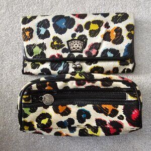 Brighton Jillian colorful cheetah wallet and makeup case with zipper